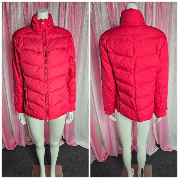 Lands End Goose Down Fill Red Puffer Coat Full Zip Size Large - Picture 1 of 16